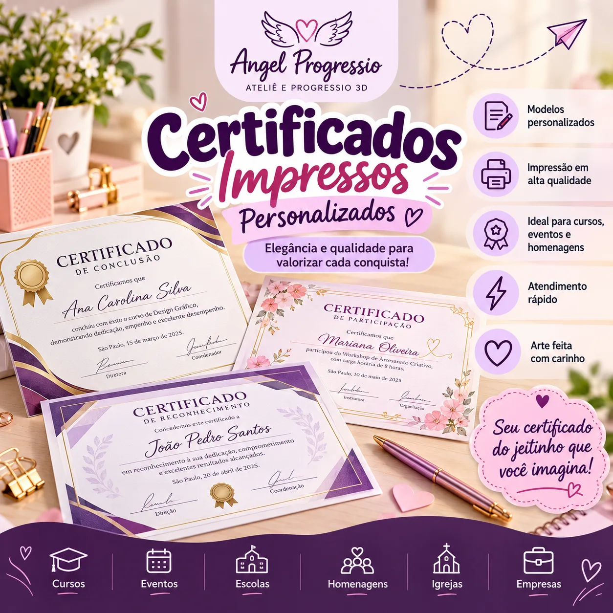 Foto do produto Certificados Impressos Personalizados — Progressio 3D
